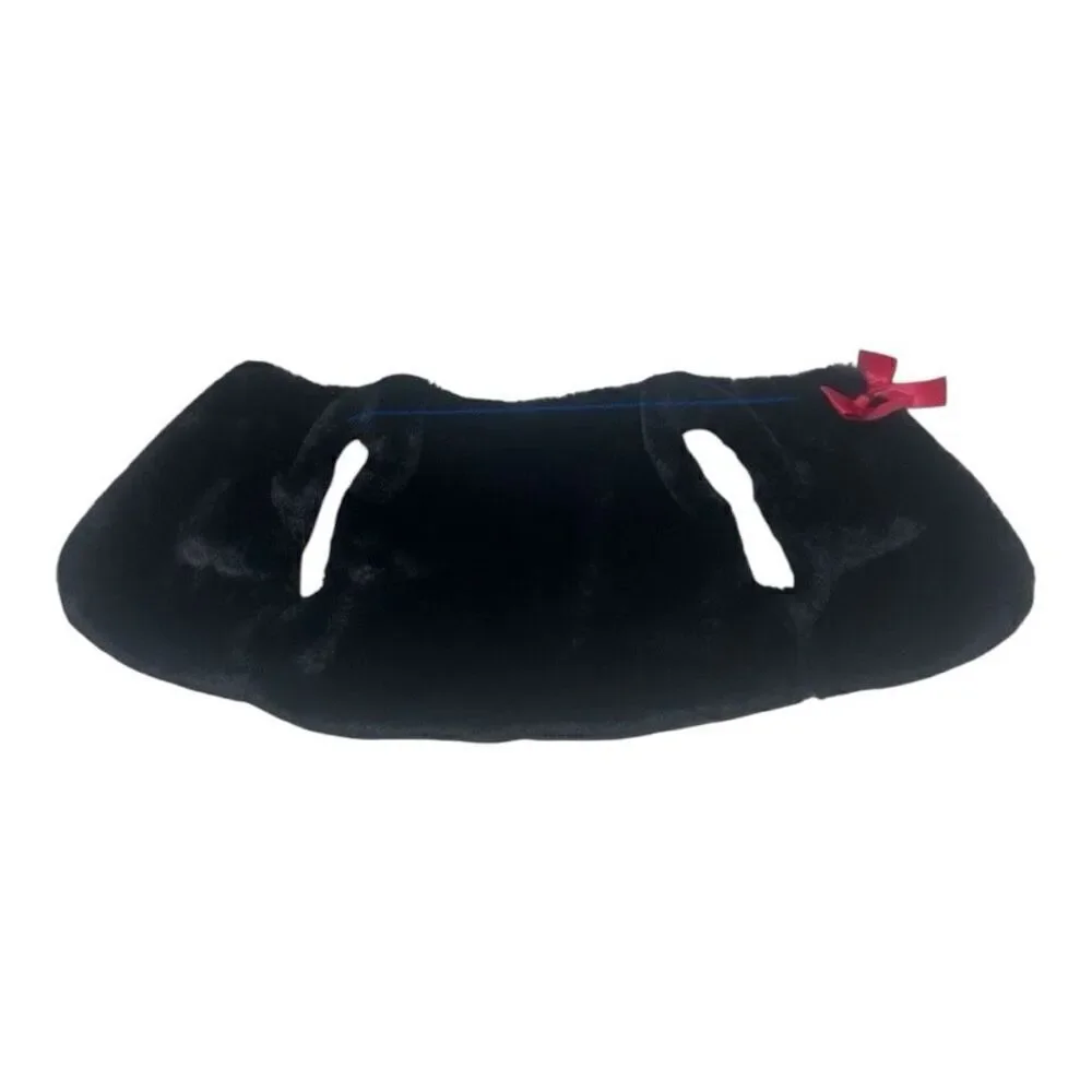 First Impressions Baby Girl BlackFaux Fur Vest Red Satin Ribbon Size 18 Months